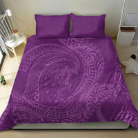 Hawaiian Turtle and Shark Bedding Set Kakau Tribal with Polynesian Pattern Pink Color