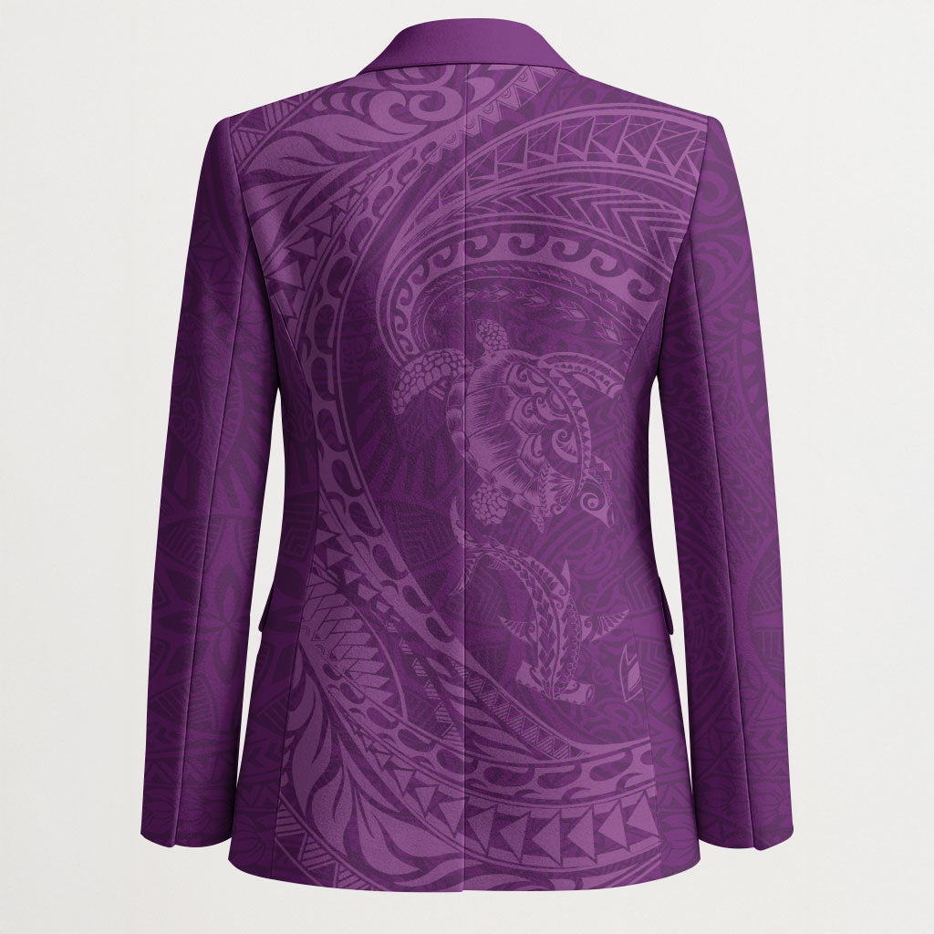 Hawaiian Turtle and Shark Blazer Kakau Tribal with Polynesian Pattern Pink Color