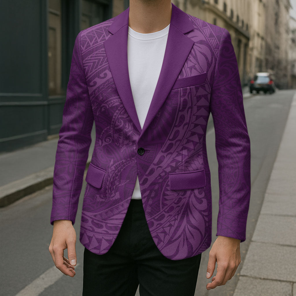 Hawaiian Turtle and Shark Blazer Kakau Tribal with Polynesian Pattern Pink Color