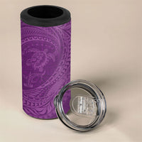 Hawaiian Turtle and Shark 4 in 1 Can Cooler Tumbler Kakau Tribal with Polynesian Pattern Pink Color