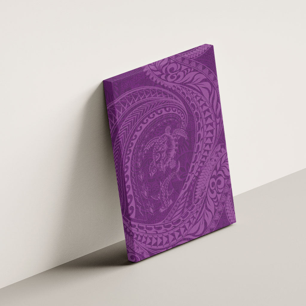 Hawaiian Turtle and Shark Canvas Wall Art Kakau Tribal with Polynesian Pattern Pink Color