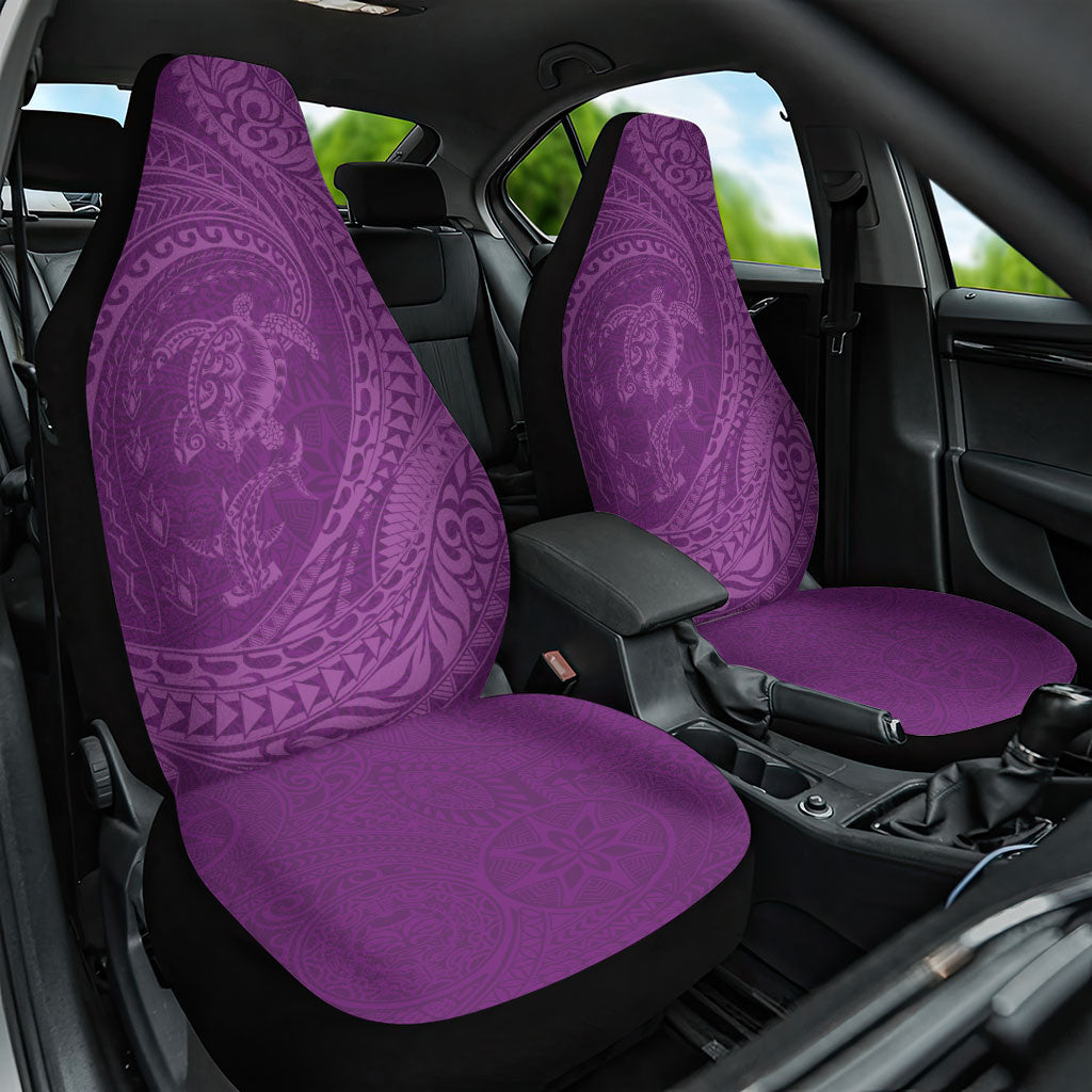 Hawaiian Turtle and Shark Car Seat Cover Kakau Tribal with Polynesian Pattern Pink Color