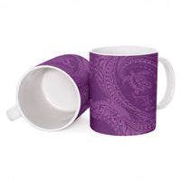 Hawaiian Turtle and Shark Ceramic Mug Kakau Tribal with Polynesian Pattern Pink Color