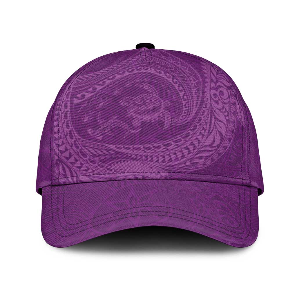 Hawaiian Turtle and Shark Classic Cap Kakau Tribal with Polynesian Pattern Pink Color