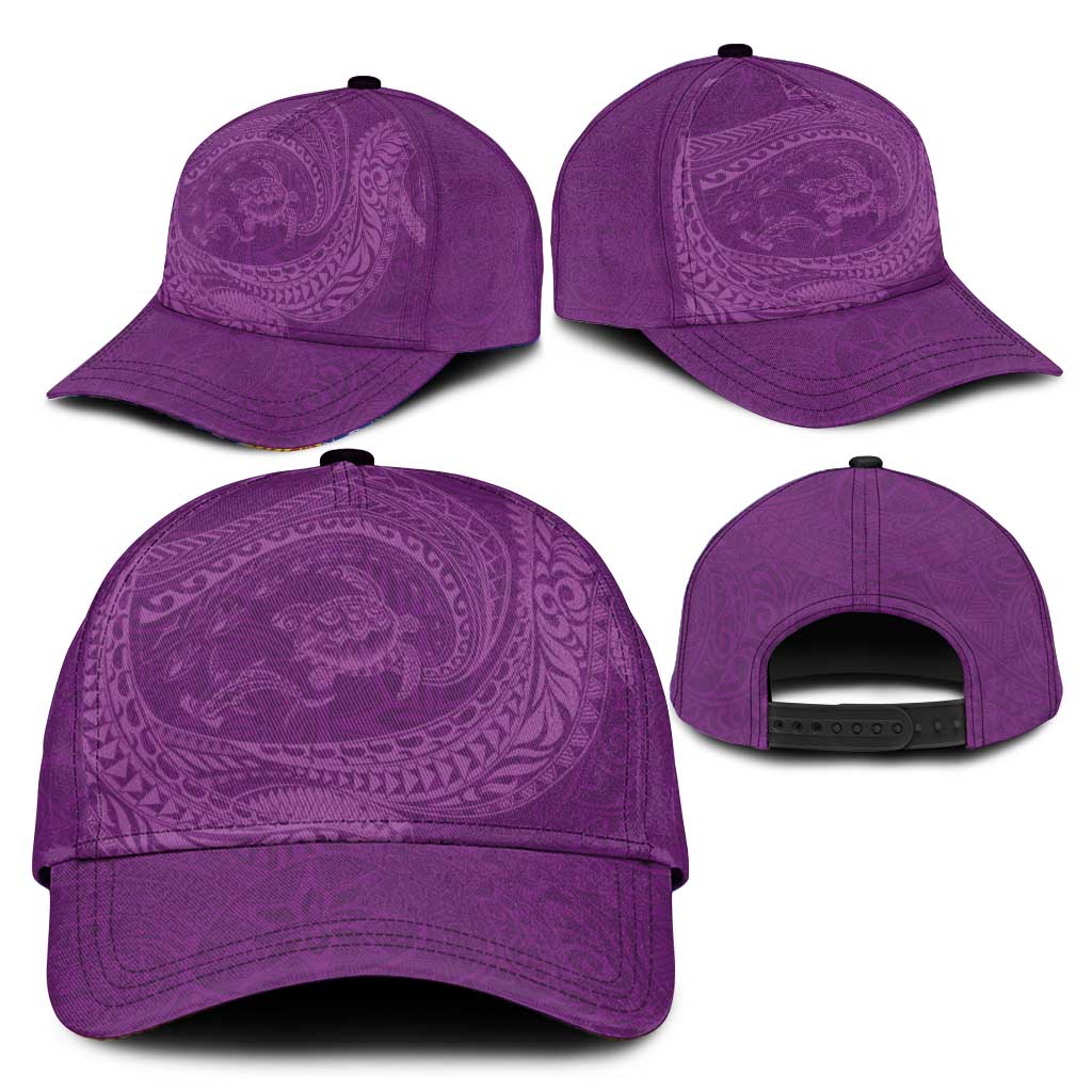 Hawaiian Turtle and Shark Classic Cap Kakau Tribal with Polynesian Pattern Pink Color