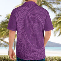Hawaiian Turtle and Shark Hawaiian Shirt Kakau Tribal with Polynesian Pattern Pink Color