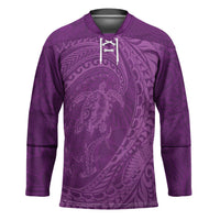 Hawaiian Turtle and Shark Hockey Jersey Kakau Tribal with Polynesian Pattern Pink Color