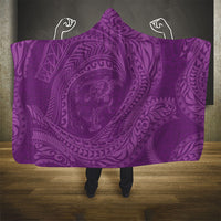 Hawaiian Turtle and Shark Hooded Blanket Kakau Tribal with Polynesian Pattern Pink Color