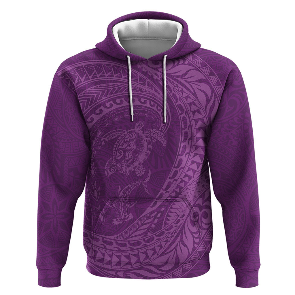 Hawaiian Turtle and Shark Hoodie Kakau Tribal with Polynesian Pattern Pink Color