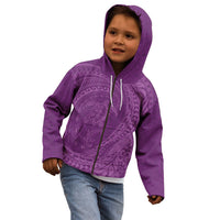 Hawaiian Turtle and Shark Kid Hoodie Kakau Tribal with Polynesian Pattern Pink Color