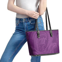 Hawaiian Turtle and Shark Leather Tote Bag Kakau Tribal with Polynesian Pattern Pink Color