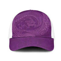 Hawaiian Turtle and Shark Mesh Trucker Cap Kakau Tribal with Polynesian Pattern Pink Color