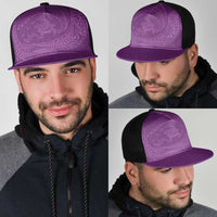 Hawaiian Turtle and Shark Mesh Trucker Cap Kakau Tribal with Polynesian Pattern Pink Color