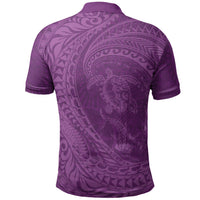 Hawaiian Turtle and Shark Polo Shirt Kakau Tribal with Polynesian Pattern Pink Color