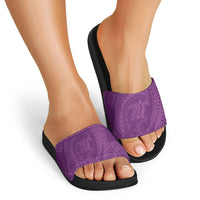 Hawaiian Turtle and Shark Slide Sandals Kakau Tribal with Polynesian Pattern Pink Color