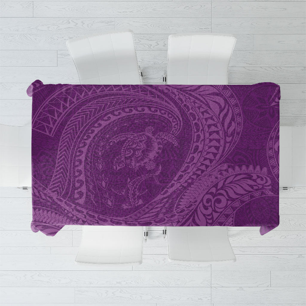 Hawaiian Turtle and Shark Tablecloth Kakau Tribal with Polynesian Pattern Pink Color