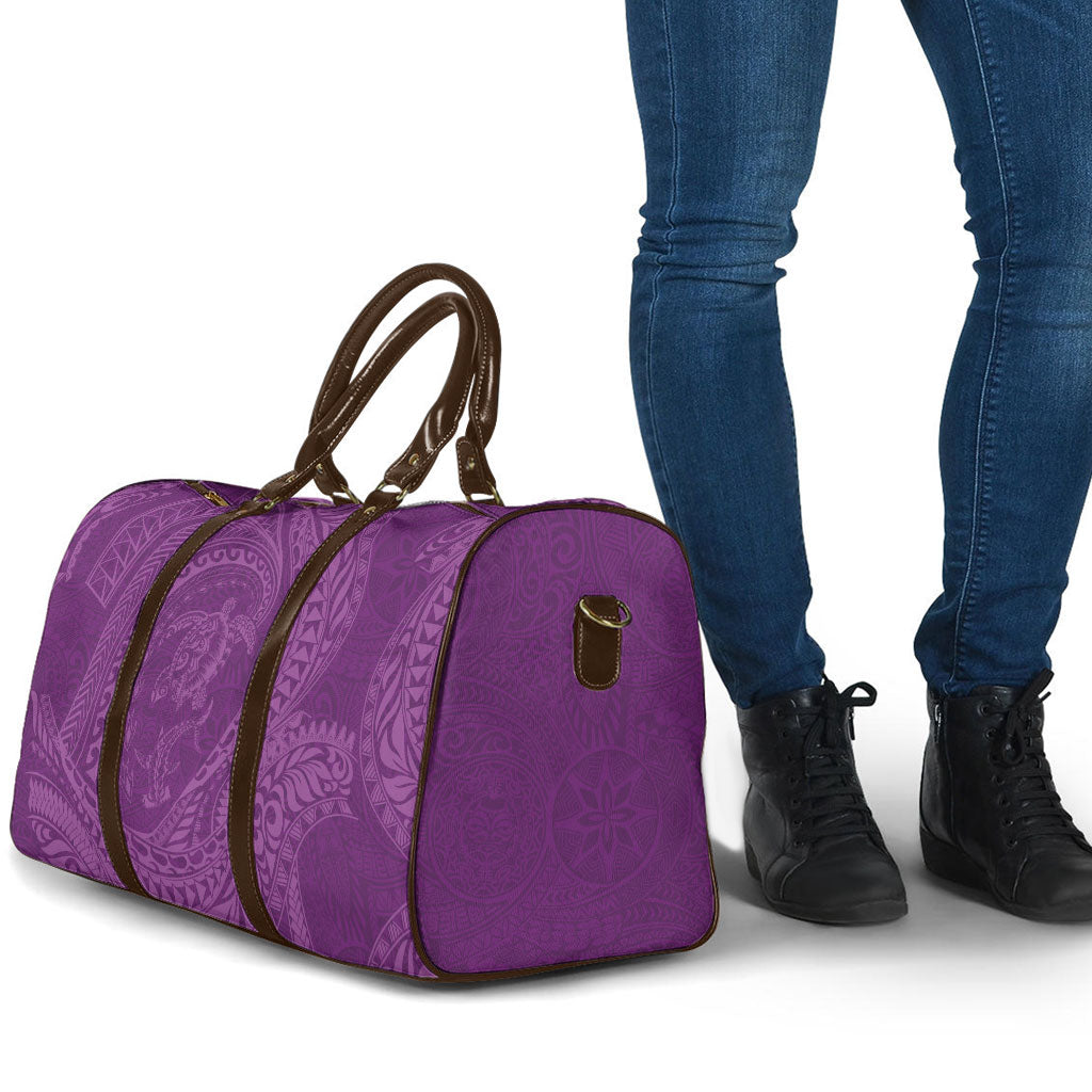 Hawaiian Turtle and Shark Travel Bag Kakau Tribal with Polynesian Pattern Pink Color