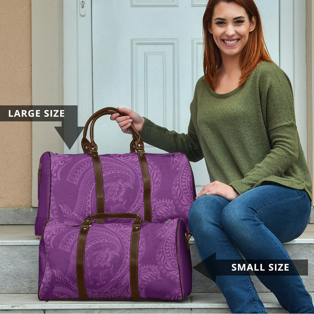 Hawaiian Turtle and Shark Travel Bag Kakau Tribal with Polynesian Pattern Pink Color