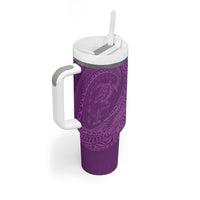 Hawaiian Turtle and Shark Tumbler With Handle Kakau Tribal with Polynesian Pattern Pink Color