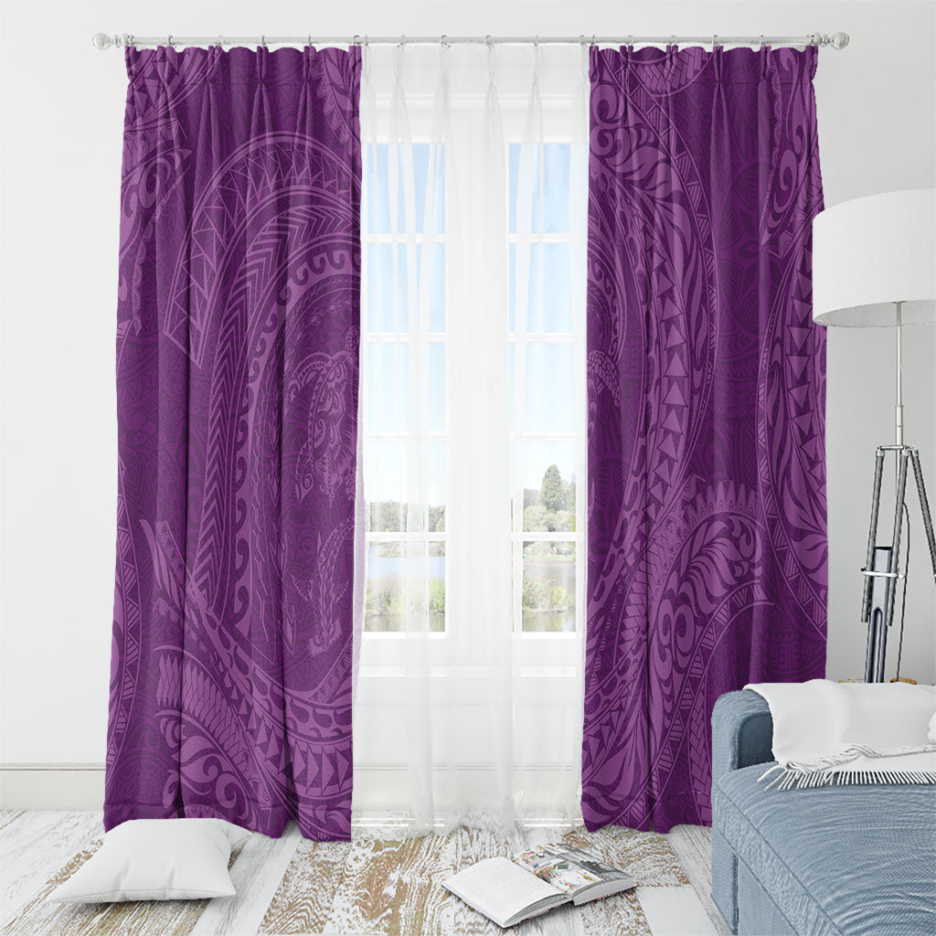 Hawaiian Turtle and Shark Window Curtain Kakau Tribal with Polynesian Pattern Pink Color