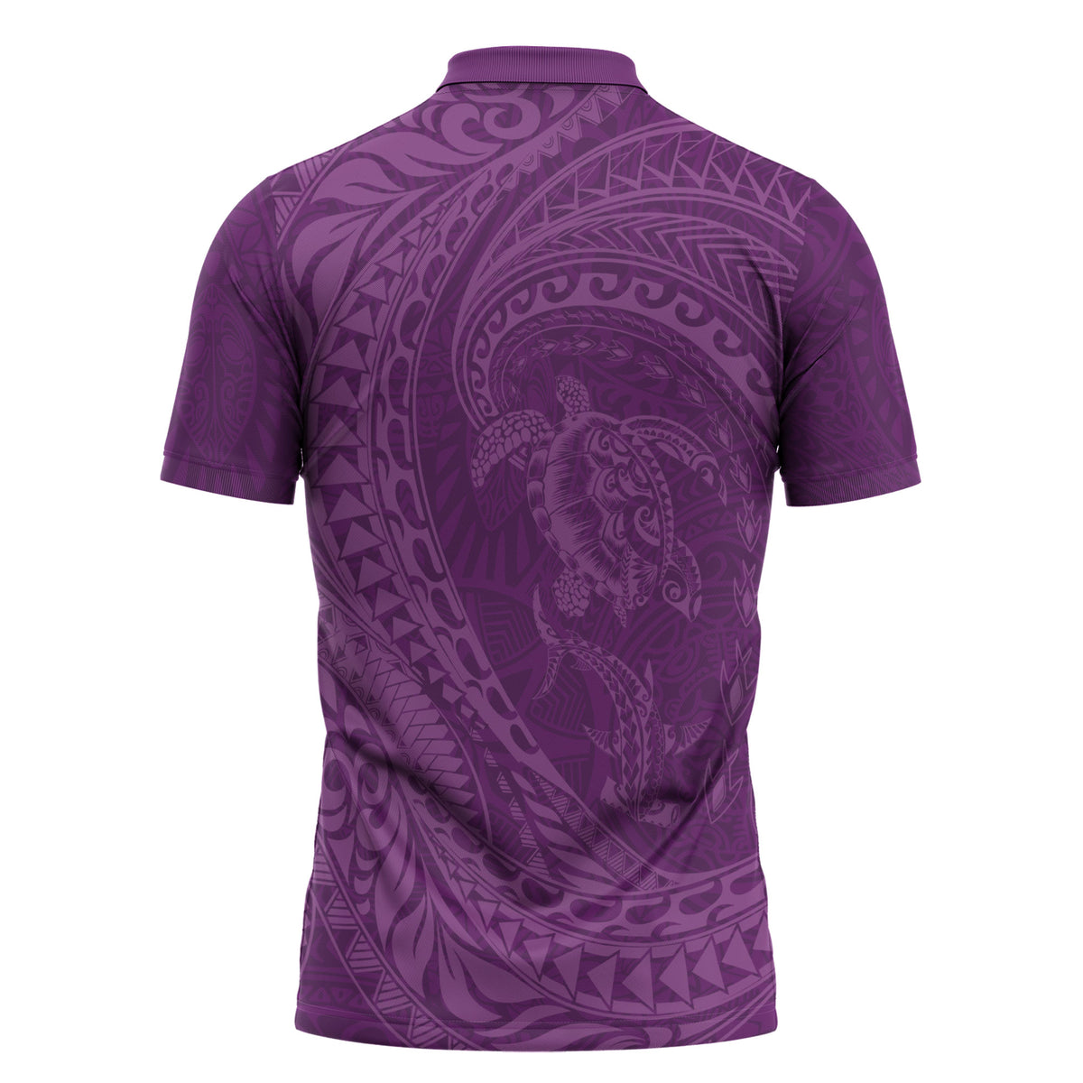 Hawaiian Turtle and Shark Zipper Polo Shirt Kakau Tribal with Polynesian Pattern Pink Color