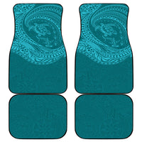 Hawaiian Turtle and Shark Car Mats Kakau Tribal with Polynesian Pattern Turquoise Color