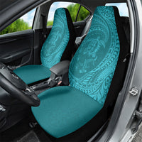 Hawaiian Turtle and Shark Car Seat Cover Kakau Tribal with Polynesian Pattern Turquoise Color