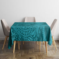 Hawaiian Turtle and Shark Tablecloth Kakau Tribal with Polynesian Pattern Turquoise Color