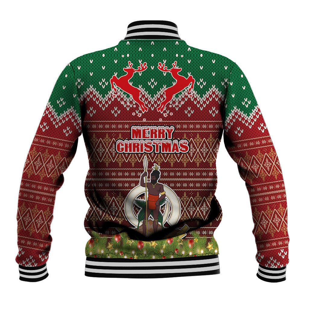 Vanuatu Christmas Baseball Jacket Pig Tusk Beautiful Merry Xmas Snowflake LT03 - Polynesian Pride