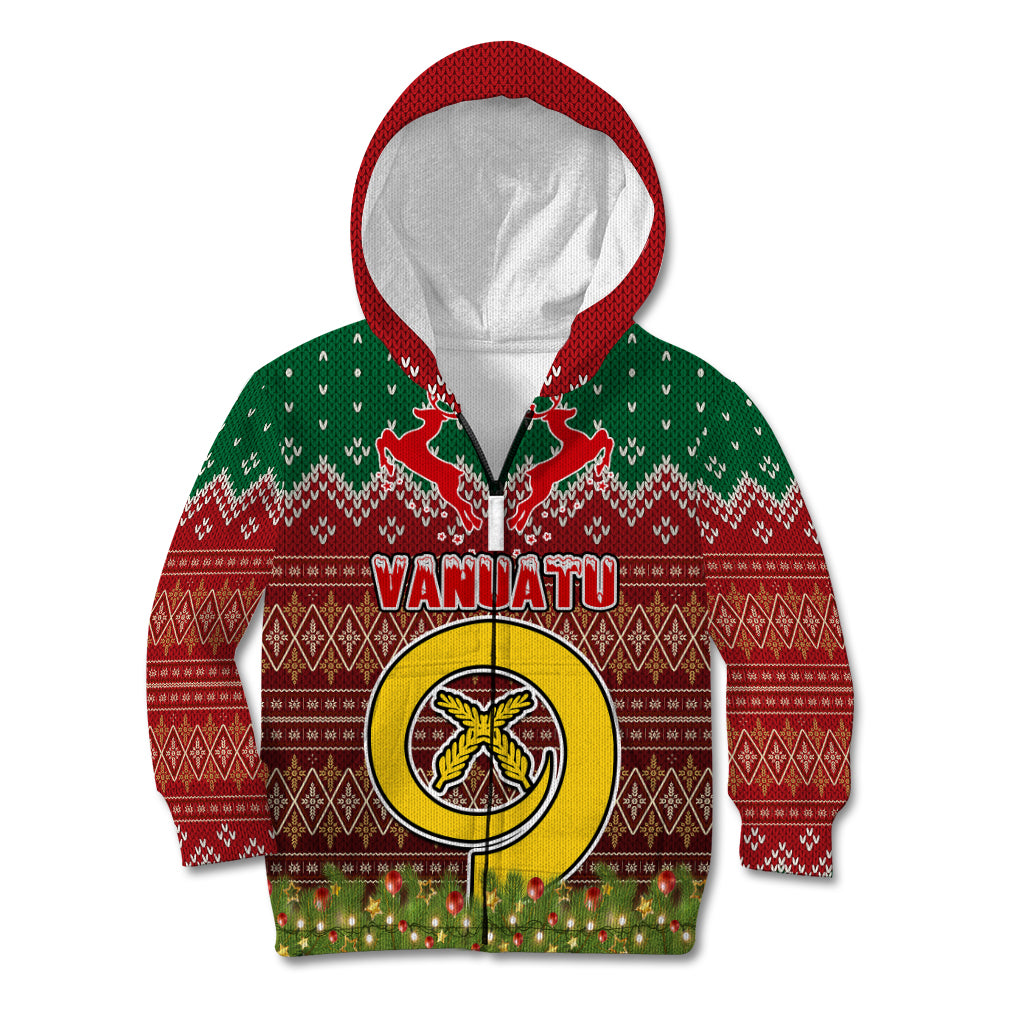 Vanuatu Christmas Kid Hoodie Pig Tusk Beautiful Merry Xmas Snowflake LT03 Zip Hoodie Red - Polynesian Pride