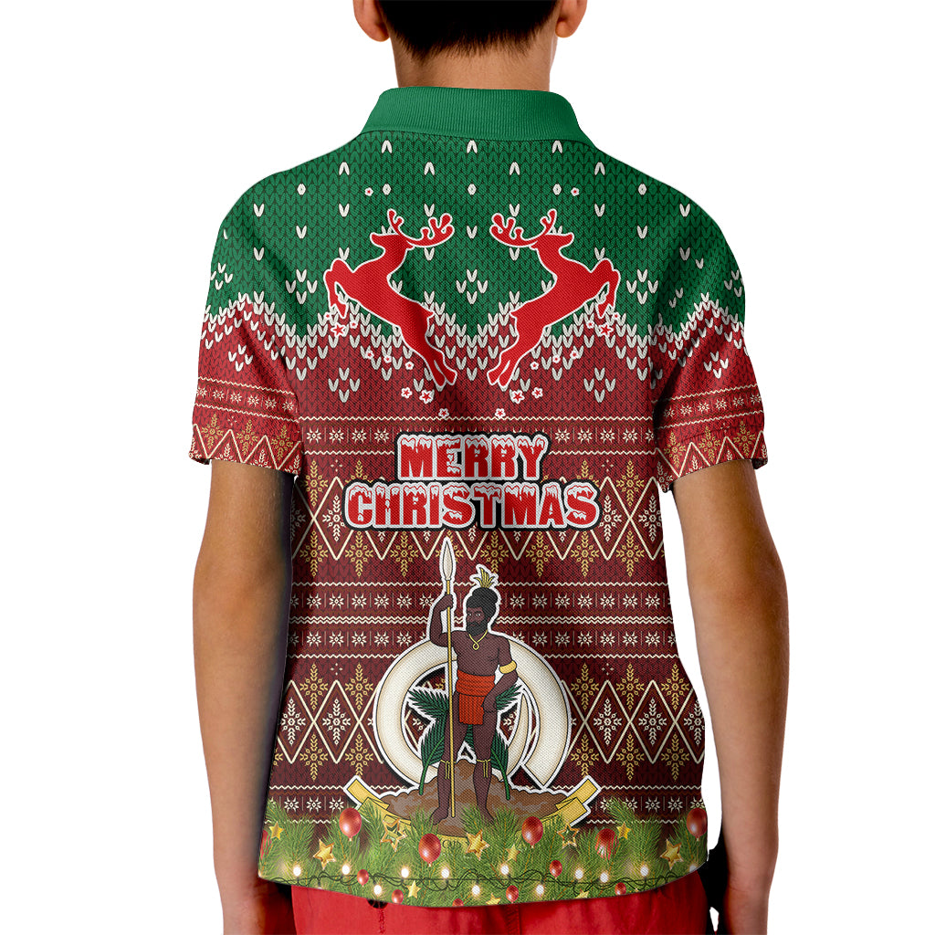 Vanuatu Christmas Kid Polo Shirt Pig Tusk Beautiful Merry Xmas Snowflake LT03 - Polynesian Pride