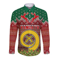 Vanuatu Christmas Long Sleeve Button Shirt Pig Tusk Beautiful Merry Xmas Snowflake LT03 Unisex Red - Polynesian Pride