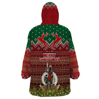 Vanuatu Christmas Wearable Blanket Hoodie Pig Tusk Beautiful Merry Xmas Snowflake LT03 - Polynesian Pride