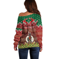 Personalised Vanuatu Christmas Off Shoulder Sweater Pig Tusk Beautiful Merry Xmas Snowflake LT03 - Polynesian Pride