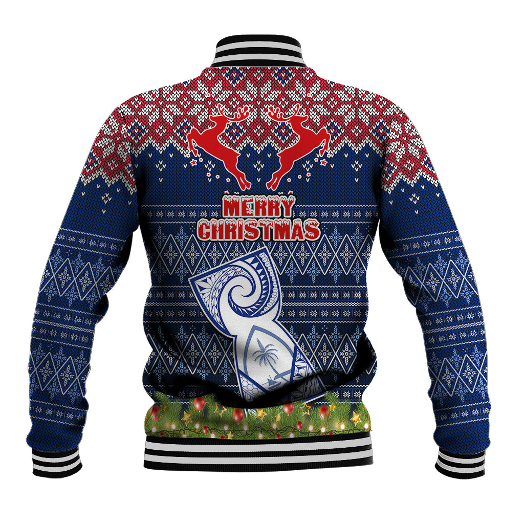 Guam Christmas Baseball Jacket Chamorro Guam Tattoos Beautiful Merry Xmas Snowflake LT03 - Polynesian Pride