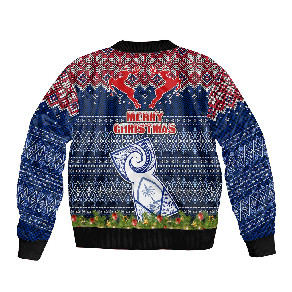 Guam Christmas Bomber Jacket Chamorro Guam Tattoos Beautiful Merry Xmas Snowflake LT03 - Polynesian Pride