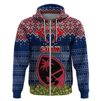 Guam Christmas Hoodie Chamorro Guam Tattoos Beautiful Merry Xmas Snowflake LT03 Zip Hoodie Blue - Polynesian Pride