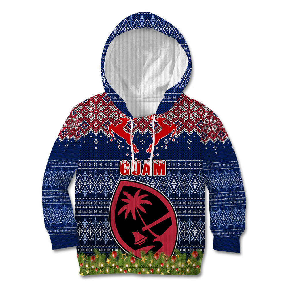 Guam Christmas Kid Hoodie Chamorro Guam Tattoos Beautiful Merry Xmas Snowflake LT03 Blue - Polynesian Pride
