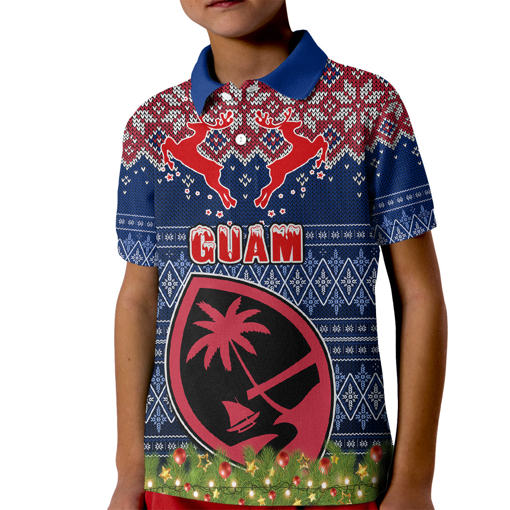 Guam Christmas Kid Polo Shirt Chamorro Guam Tattoos Beautiful Merry Xmas Snowflake LT03 Kid Blue - Polynesian Pride