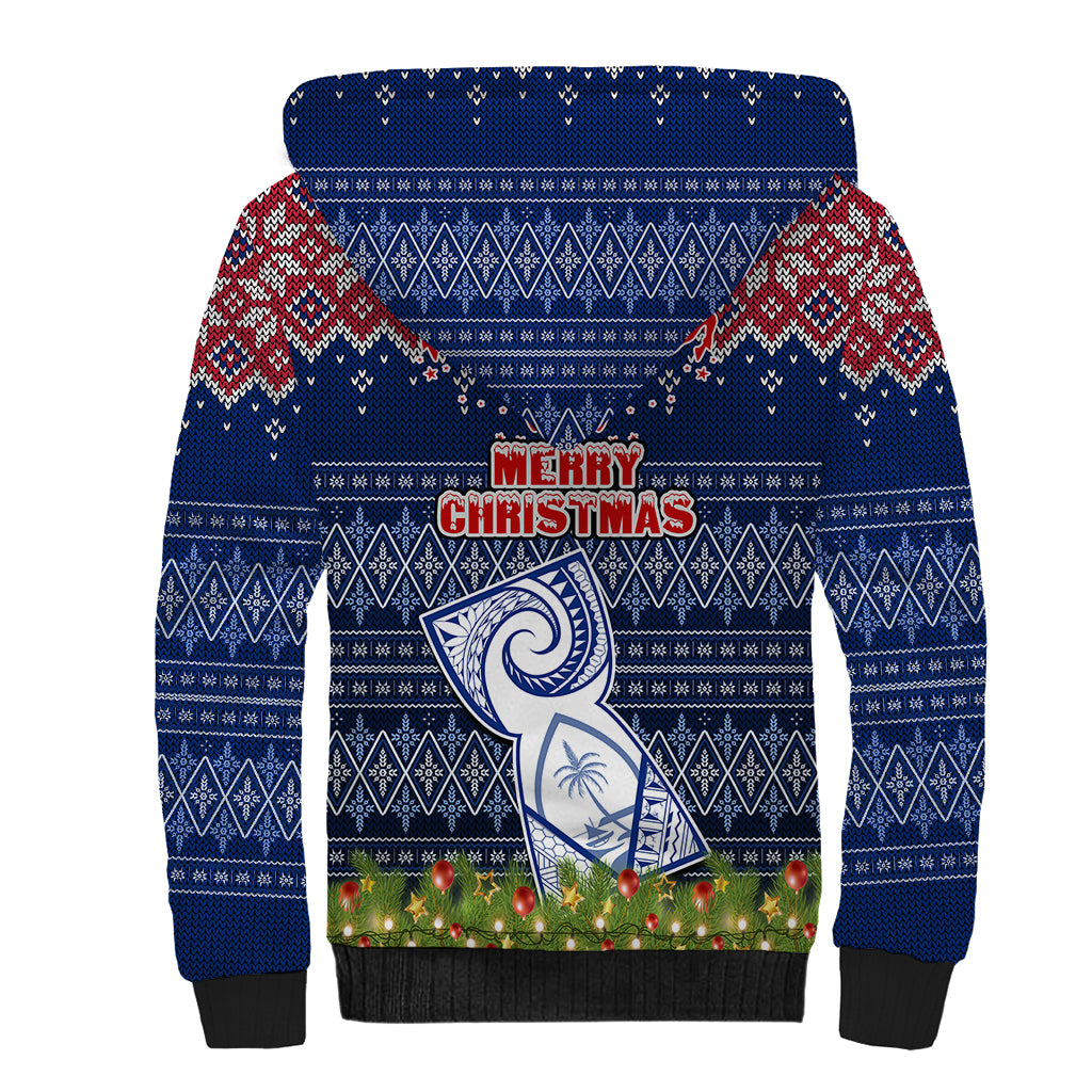 Guam Christmas Sherpa Hoodie Chamorro Guam Tattoos Beautiful Merry Xmas Snowflake LT03 - Polynesian Pride