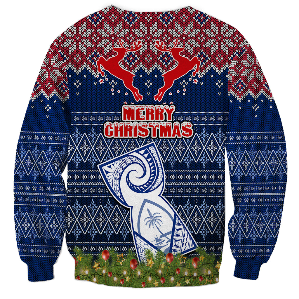 Guam Christmas Sweatshirt Chamorro Guam Tattoos Beautiful Merry Xmas Snowflake LT03 - Polynesian Pride
