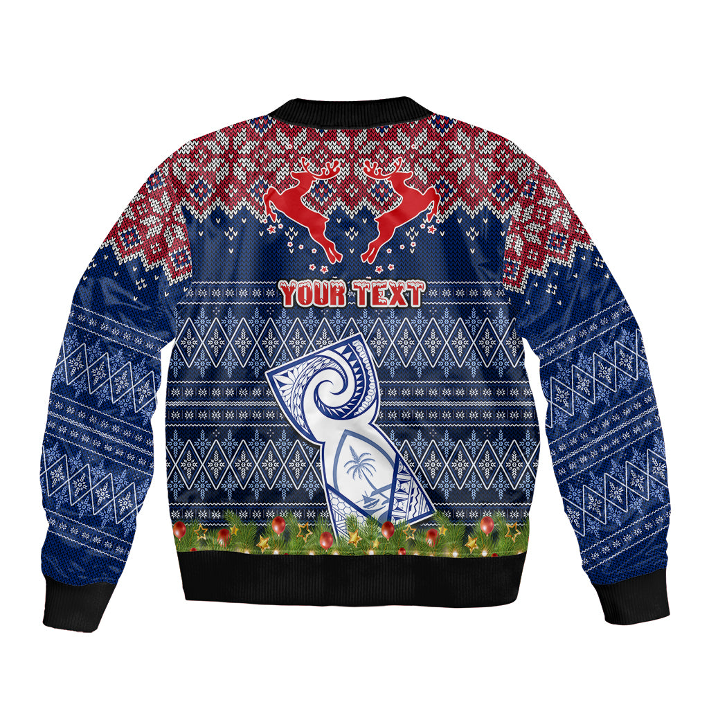 Personalised Guam Christmas Bomber Jacket Chamorro Guam Tattoos Beautiful Merry Xmas Snowflake LT03 - Polynesian Pride