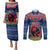 Personalised Guam Christmas Couples Matching Puletasi Dress and Long Sleeve Button Shirts Chamorro Guam Tattoos Beautiful Merry Xmas Snowflake LT03 Blue - Polynesian Pride