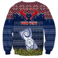 Personalised Guam Christmas Sweatshirt Chamorro Guam Tattoos Beautiful Merry Xmas Snowflake LT03 - Polynesian Pride