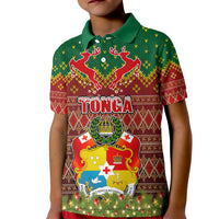 Tonga Christmas Kid Polo Shirt Coat of Arms and Map Beautiful Merry Xmas Snowflake LT03 Kid Red - Polynesian Pride