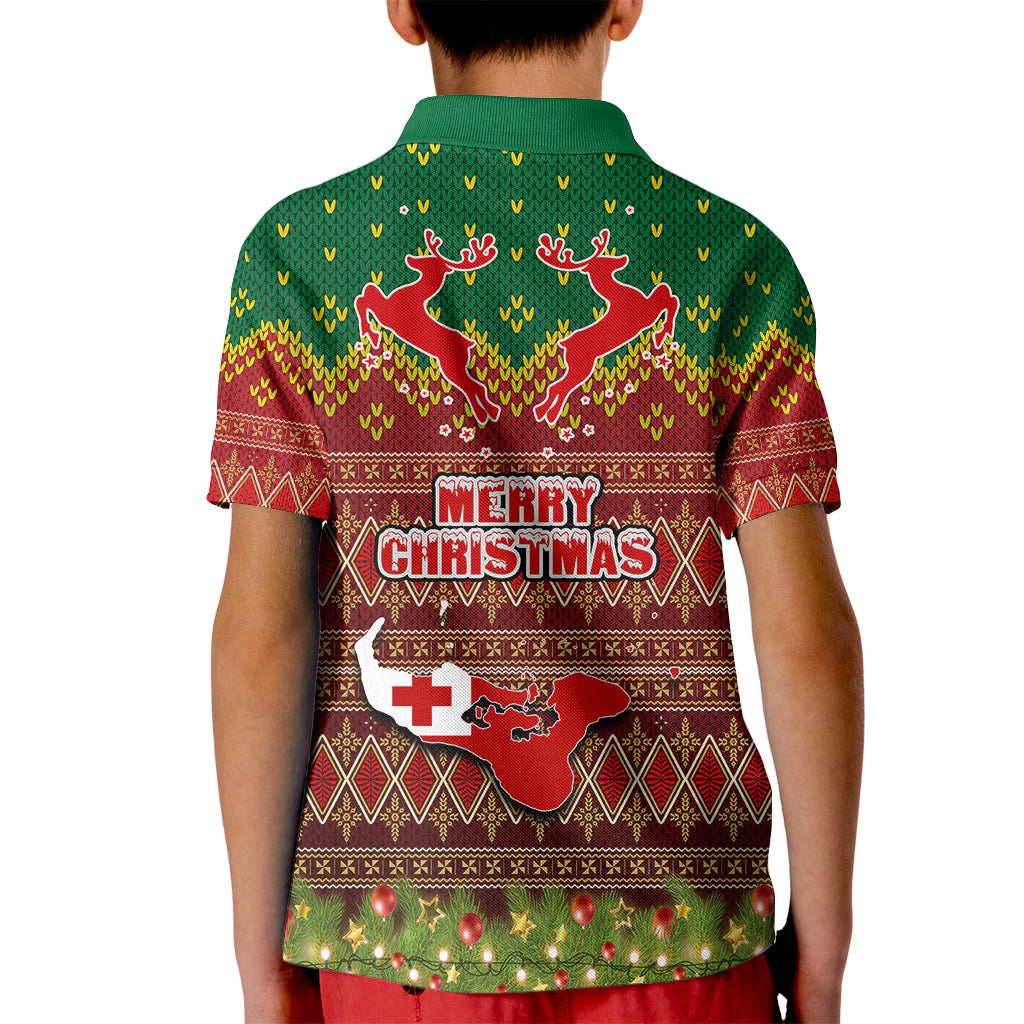 Tonga Christmas Kid Polo Shirt Coat of Arms and Map Beautiful Merry Xmas Snowflake LT03 - Polynesian Pride