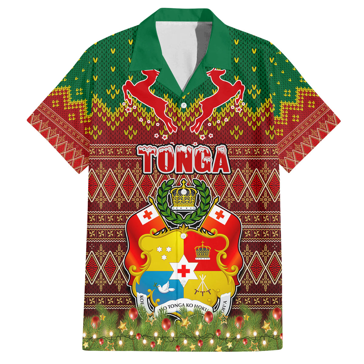 Personalised Tonga Christmas Family Matching Long Sleeve Bodycon Dress and Hawaiian Shirt Coat of Arms and Map Beautiful Merry Xmas Snowflake LT03 Dad's Shirt - Short Sleeve Red - Polynesian Pride