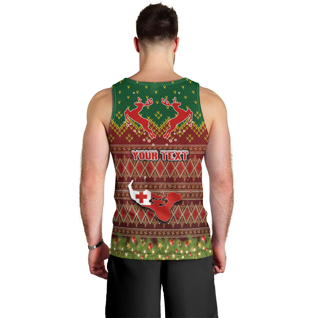 Personalised Tonga Christmas Men Tank Top Coat of Arms and Map Beautiful Merry Xmas Snowflake LT03 - Polynesian Pride