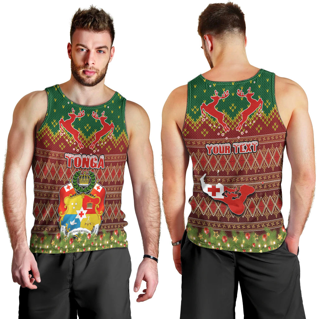 Personalised Tonga Christmas Men Tank Top Coat of Arms and Map Beautiful Merry Xmas Snowflake LT03 - Polynesian Pride