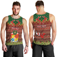 Personalised Tonga Christmas Men Tank Top Coat of Arms and Map Beautiful Merry Xmas Snowflake LT03 - Polynesian Pride